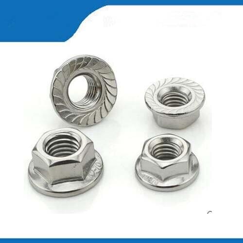 Free shipping 30PCS M6 304 high quality stainless steel flange nut,lock nut,lock hex flange nut hardwar antiskid nut