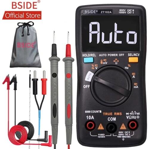 BSIDE ZT102A EBTN LCD Digital Multimeter TRMS AC/DC Voltage Current Temp Ohm Frequency Diode Resistance Capacitance Tester