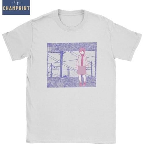 Men T-Shirt Pink Serial Experiments Lain Amazing Pure Cotton Tees Short Sleeve Anime T Shirts O Neck Tops Printed