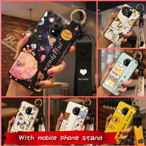 Dirt-resistant Silicone Phone Case For Oukitel C19 For Girls Cartoon Shockproof TPU Wrist Strap