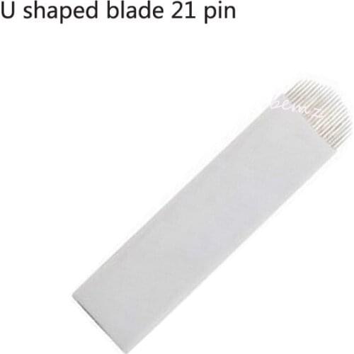 Tattoo Blade Needles Makeup Needles 100pcs 21 Pins U ShapeTattoo Needles For Eyebrow Lip 3D Embroidery Permanent Makeup Tattoo