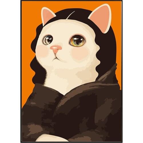 Spanish cat funny animal wall picture decoration PIG canvas 100% handmade oil painting wall artist bar castle Mona Lisa canvas