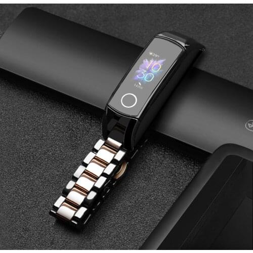 Ceramic bracelet For HONOR Band 4 5 Strap Metal Stainless Steel Buckle For HONOR Band 4 Strap Wristbands Accessories