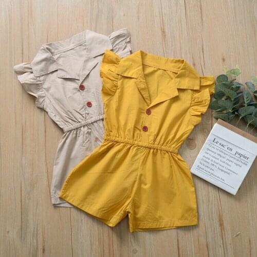 Newborn Toddler Baby Girl V-Neck Ruffle Romper Jumpsuit Outfit Clothes Summer Short Sleeve Baby Girl Clothing