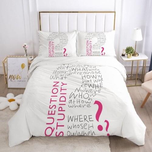 3D White Bedding Set Letter Quilt Covers Pillow Shams Duvet Cover Sets Bedclothes Bed Linens King Queen Single Home Textile