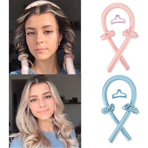 Lazy Heatless Curling Rod Headband No Heat Curls Ribbon Hair Rollers Heat Spiral Pear Flower Iron curls Modeling Accessories