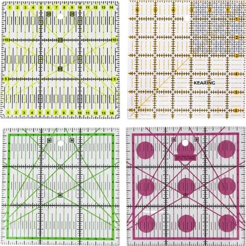 LMDZ 4 Pack Patchwork Sewing Ruler Acrylic Ruler Quilting Rules Square Tailor Fabric Cutting Rules Sewing Measuring Stationary