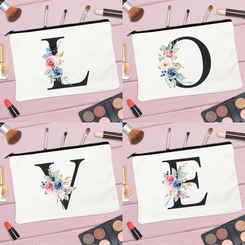Fashion Letters Cosmetics Pouches Women Makeup Bags Portable Harajuku Makeup Organizer for Travel with Zipper Eco Casual Purse