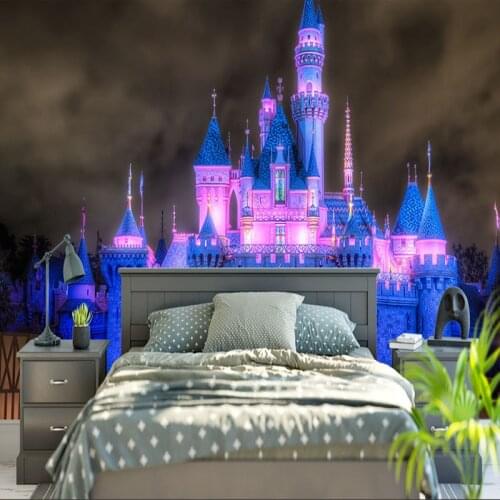 Custom Mural Wallpaper 3D Light Night Scene Fairy Tale Castle Photo Wall Paper For Wall Cartoon Kids Bedroom Backdrop Wall Decor