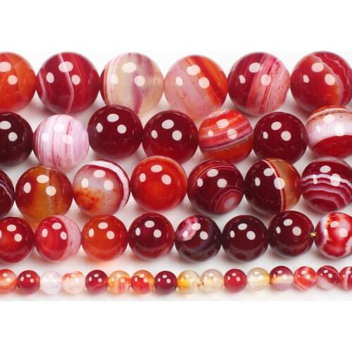 Natural Dark Red Stripe Agates 4-16mm Round Beads 15inch ,Wholesale For DIY Jewellery Free Shipping