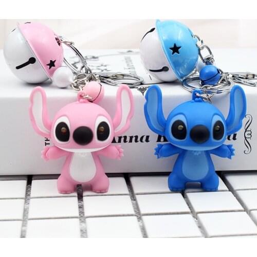 New Disney Luminous Stitch Doll Key Chain Cartoon Hanging Keychain Bag Keyring Pendant Gift Woman Anime