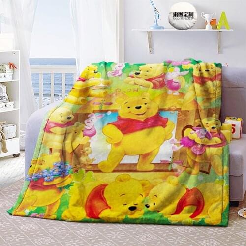 Cute Disney Winnie the Pooh Bear Blanket Throw Pet Tigger Baby Plush Sofa Bed Cover on Bed Sofa for Kids Boys Girl Children Gift