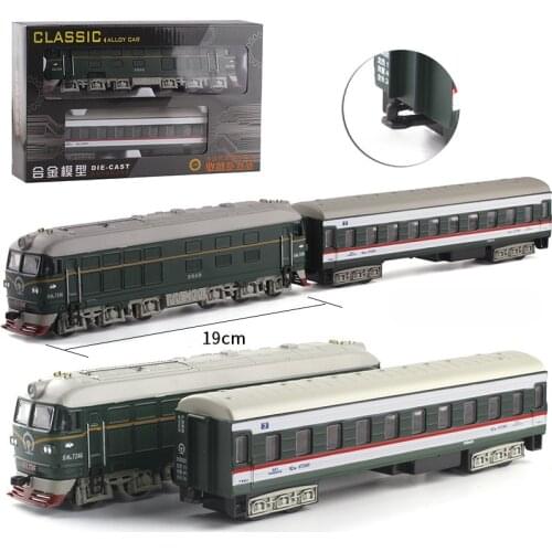 1:87 Steam Train Diecast Locomotive Alloy Model Toy Cars Pull Back Train Sound Railway Track Toys For Children