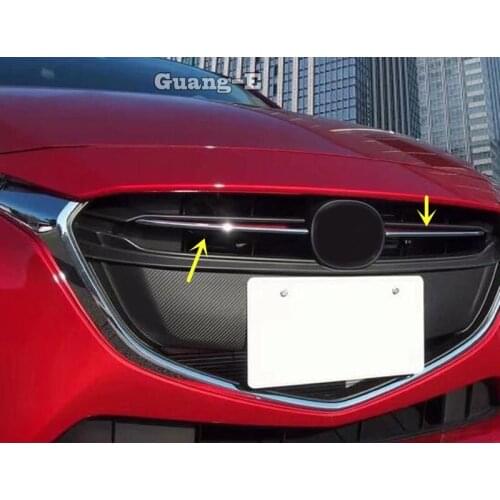 For Mazda 2 Demio 2015 2016 2017 2018 Car Abs Chrome Front Body Cover Engine Machine Grille Hood Stick Lid Trim 2pcs