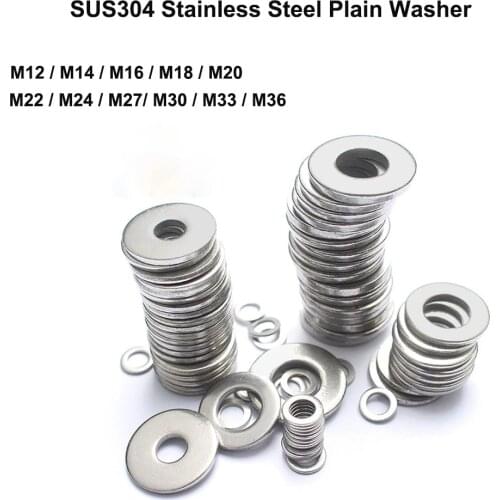 SUS304 Stainless Steel Plain Washers M12 M14 M16 M18 M20 M22 M24 M27 M30 M33 M36