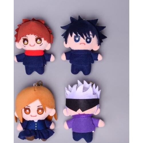 Jujutsu Kaisen 4 Pcs/Set Plush Keychain Fushiguro Megumi Gojo Satoru Anime Cute Plush Doll Pendant Bag Ornaments 10 cm