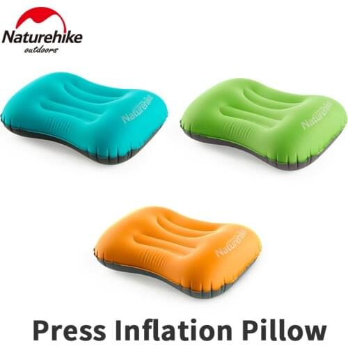 Naturehike 2021 New Ultralight 110g Portable Press Inflatable Pillow TPU Soft Pillow Outdoor Camping Office Pillow Fast Inflate