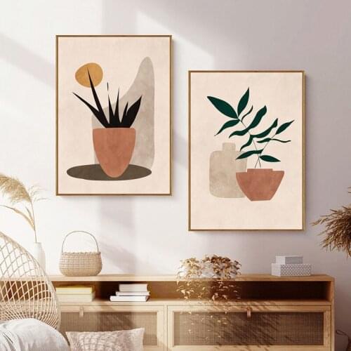 Boho Abstract Feature Plants Posters Minimalist Nordic Vintage Prints Wall Art Canvas Painting Pictures for Living Room Decor