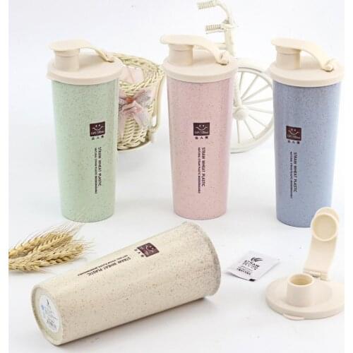 Wheat Straw BPA Free Water Bottles outdoor sports Mixer Sports Fitness Protein Shaker Milk water bottles for drinking