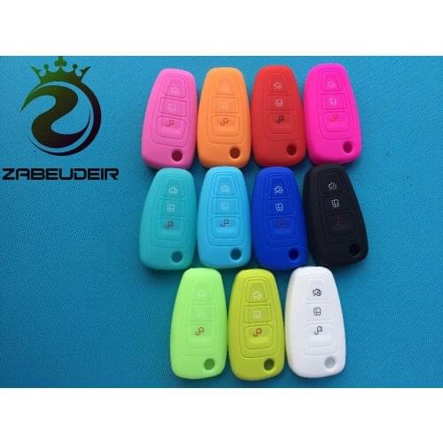 Pusakieyy 10pcs/lot 3 buttons replacement Silicone Key Case Cover For Ford 3 MK3 Kuga Fiesta Escape Ecosport,Car Styling Flip