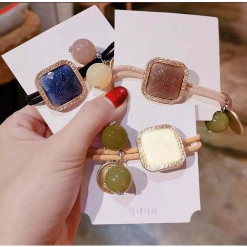 Korea Style Girl Hair Ties Color Cube Starry Sky Jelly Holster Elastic Hair Rubber Bands for Women Fashion Hair Accessories