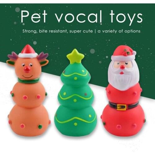 Christmas Santa Claus Elk Snowman Pet Cat Dog Toys Squeeze Squeaky Sound Funny Toy Safety Rubber For Dogs Molar Chew Toys