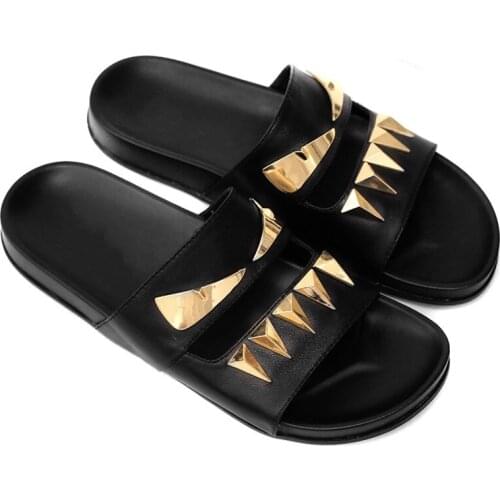 Animal Monster Slippers Flat heel Leather Summer Beach Sandals for men Hot New 2018