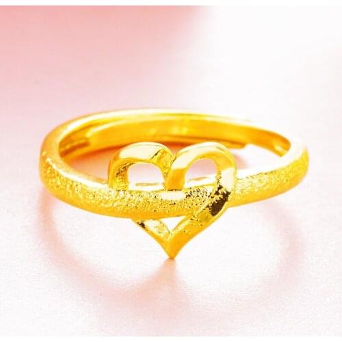 Weddings Party Rings for Women 24K Gold Rings Peach Hearts Shape Finger Jewelry for Mothers Wifts Gifts 2020 Fashion Ring