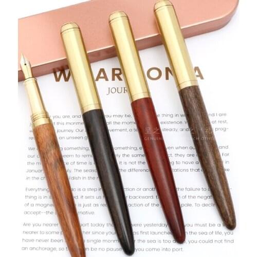 Solid wood metal Antique Material Ink Fountain Pen Automatic ink supply student pen Writing pen