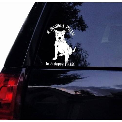 Black/Sliver A Spoiled Pittie is A Happy Pittie Car Sticker Waterproof Removable Car Rear Window S673