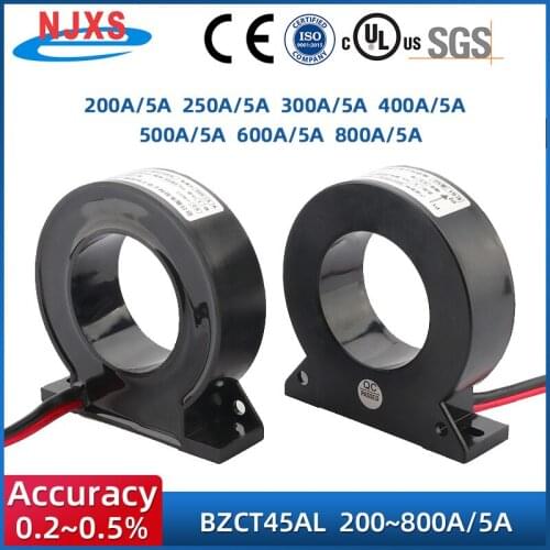 AC Current Transformer BZCT45AL-800a/5a 600a/5a 500a/5a 400a:5a 300a/5 200a/5a Acurrent sensor Toroidal Single Phase Measure