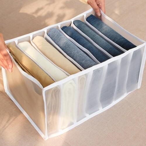 Jeans Compartment Storage Box Closet Clothes Drawer Mesh Separation Box Stacking Pants Drawer Divider Can Washed Home Organizer