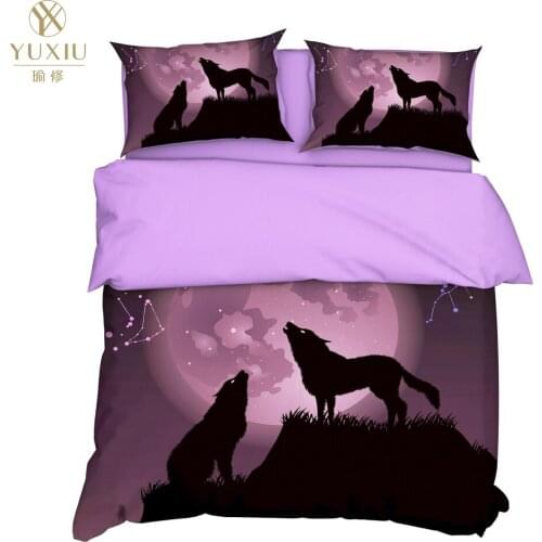 YuXiu 3D Printing Animal Wolf Duvet Covers 3Pcs Sets Bedding Set Bed Linen Cover Pillowcases King Queen Full Twin Double