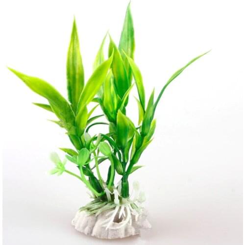 Green Bamboo Leaf Grass Artificial Plastic Water Plant Ornament Aquarium Fish Tank Decor