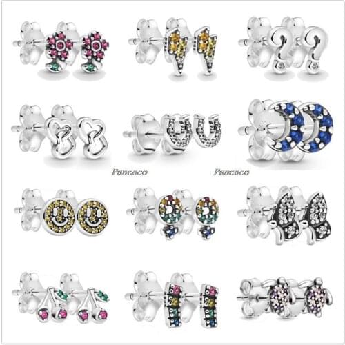 Authentic 925 Sterling Silver My Musical Note Smile Moon Sea Me Collection Earring For Women Wedding Gift Pandora Jewelry