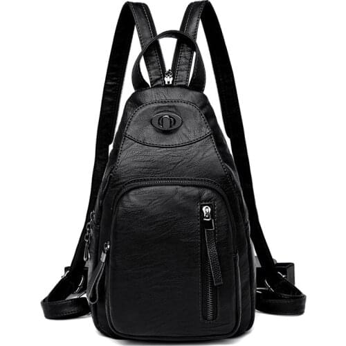 Women Vintage Backpack High Quality Leather Chest Female Casual School Shoulder Zipper Bags For Girls Travel Backbag Mochila