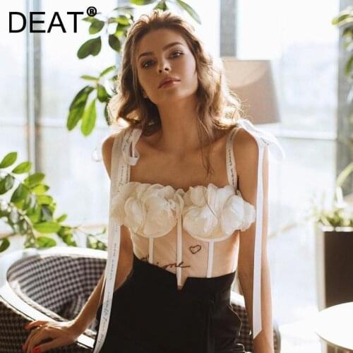 DEAT Women Sling Backless Vest New Arrivals Sexy Solid Color Fashion Temperament Spring Summer 2021 11D1825