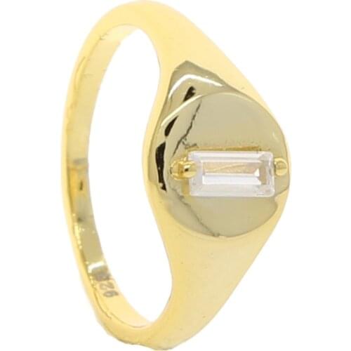 Gold filled New design Baguette CZ band finger rings for women lady 925 sterling silver charm Dome ring Stacking wedding jewelry