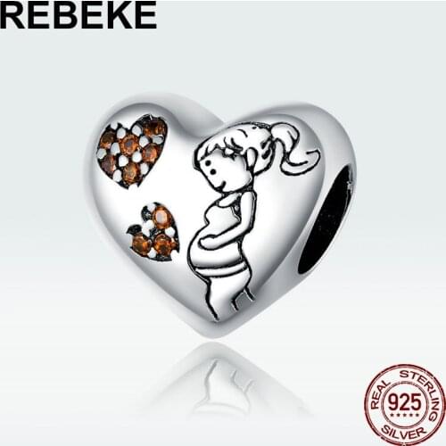 100% 925 sterling silver heart beads Maternal Love charm fit original bracelet pendant DIY woman jewelry wedding gift making