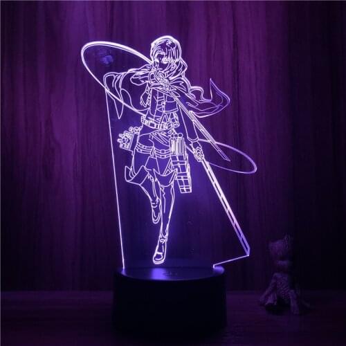 3D Lamp Anime Attack on Titan Levi Cool Standing LED NightLight Figure 7 Colors Touch Table Bedroom Decor Night Light Gift