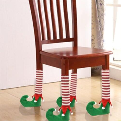 4pcs/set Elastic Elves Table Chair Legs Feet Sock Sleeve Cover Floor Protector DIY Party Gift Sock Christmas Decoration for Home
