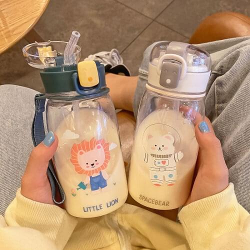 400/500ml Water Bottle With Straw Outdoor Water Bottle Healthy Plastic Travel Drinkware Sports Shaker Cute Kids Baby Waterbottle