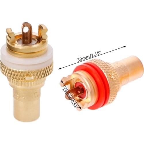 8PCS Red+White RCA Female Socket CMC Phono Copper Plug Female Connector