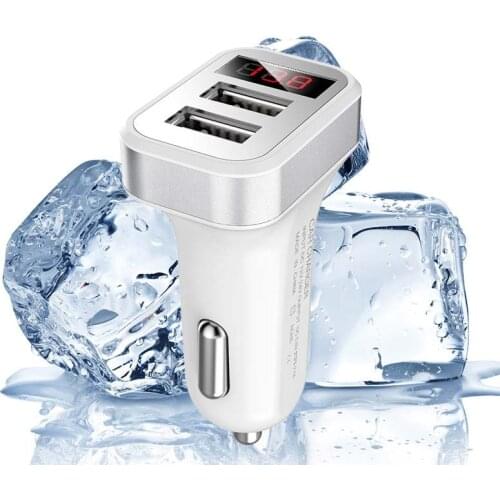 Car Charger Digital Display Dual USB Port for iPhone iPad Samsung Xiaomi Phone Charging Adapter 2.1A Car-charger Double USB