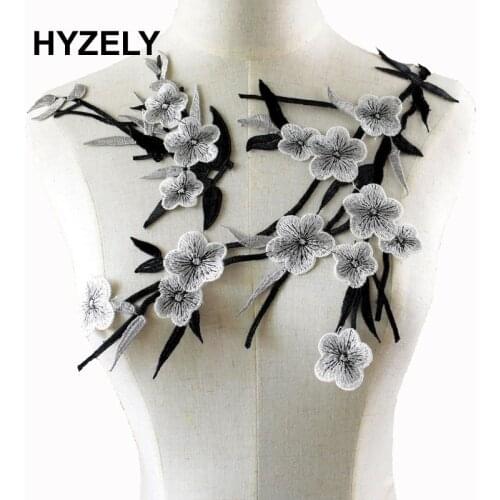 Bamboo Flower Applique Clothing Embroidery Patch Lace Fabric Sticker Sew On Patch Craft Sewing Repair Embroidered NL060