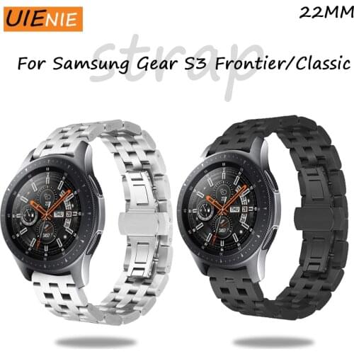 For Samsung Gear S3 Frontier/Classic Band strap Galaxy Watch 46mm Band V-MORO 22mm Stainless Steel Metal Bracelet Strap R800