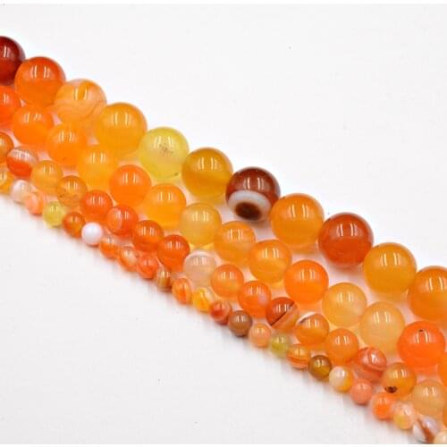 Natural Stone Orange Banded Stripe Onyx Agates Beads 4-12mm Loose Beads for Jewelry Making Bracelet Necklace DIY Free Shipping