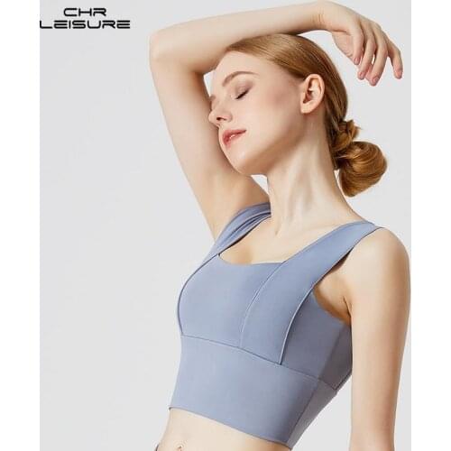 CHRLEISURE Women Sports Vest Bra Quick-Drying Running Sports Underwear Fitness Vest Bra Womens Training Vest Women Shockproof