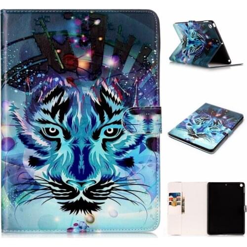 Cartoon PU Leather Print Smart Case Cover For Apple New iPad 9.7 2017 2018 Cover Funda Cases Model A1822 A1823 A1893 Stand Shell