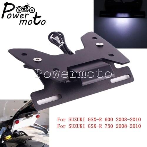 For Suzuki GSX-R 600 750 2008-2010 CNC Motorcycle Rear Tail Tidy Fender Eliminator Kit LED Number License Plate Bracket Holder
